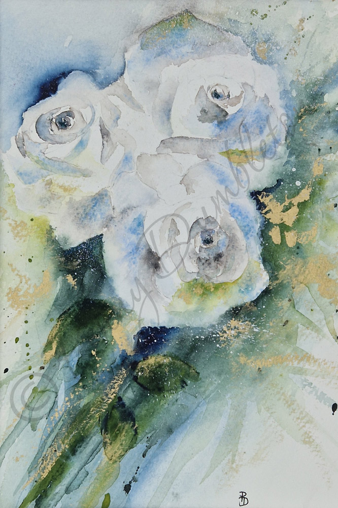 Watercolours by Penny - White Rose